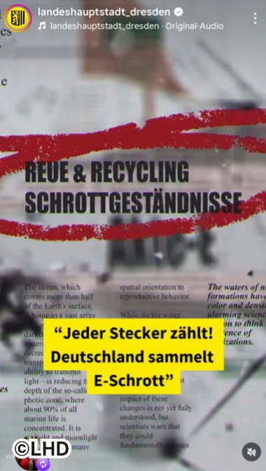 Ein Social-Media Post mit der Überschrift "Reue & Recycling Schrottgeständnisse"